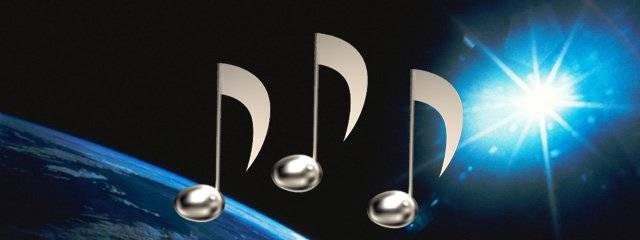 Music notes over Earth