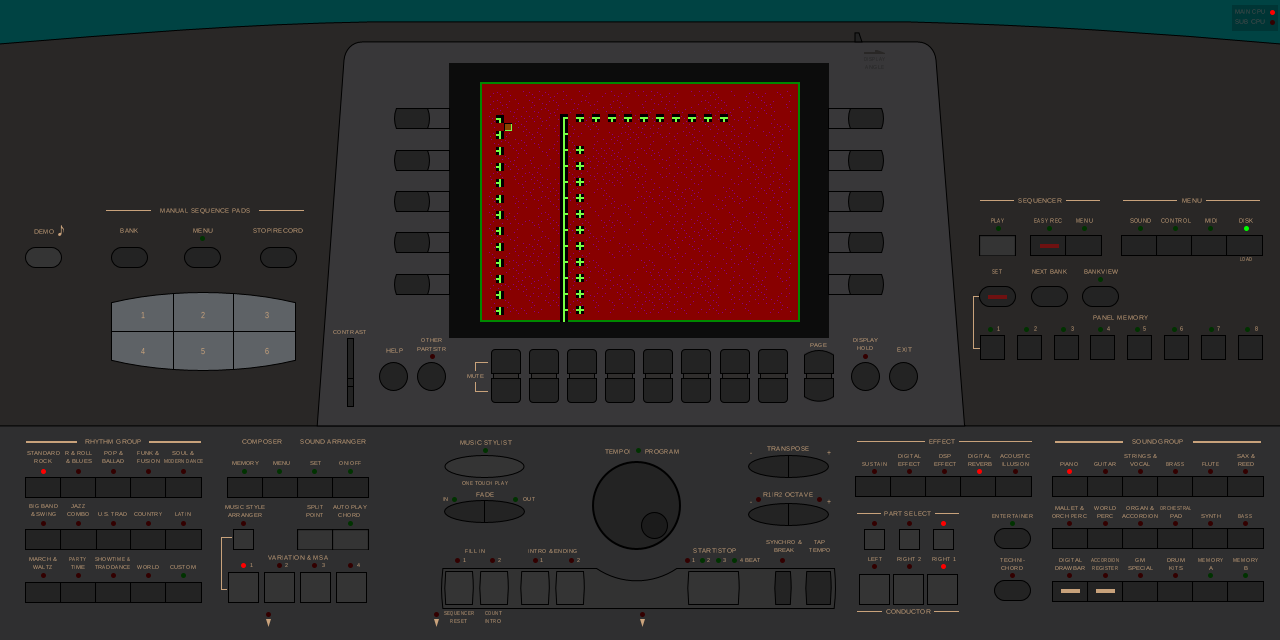 Mines game rendering on KN5000 LCD in MAME